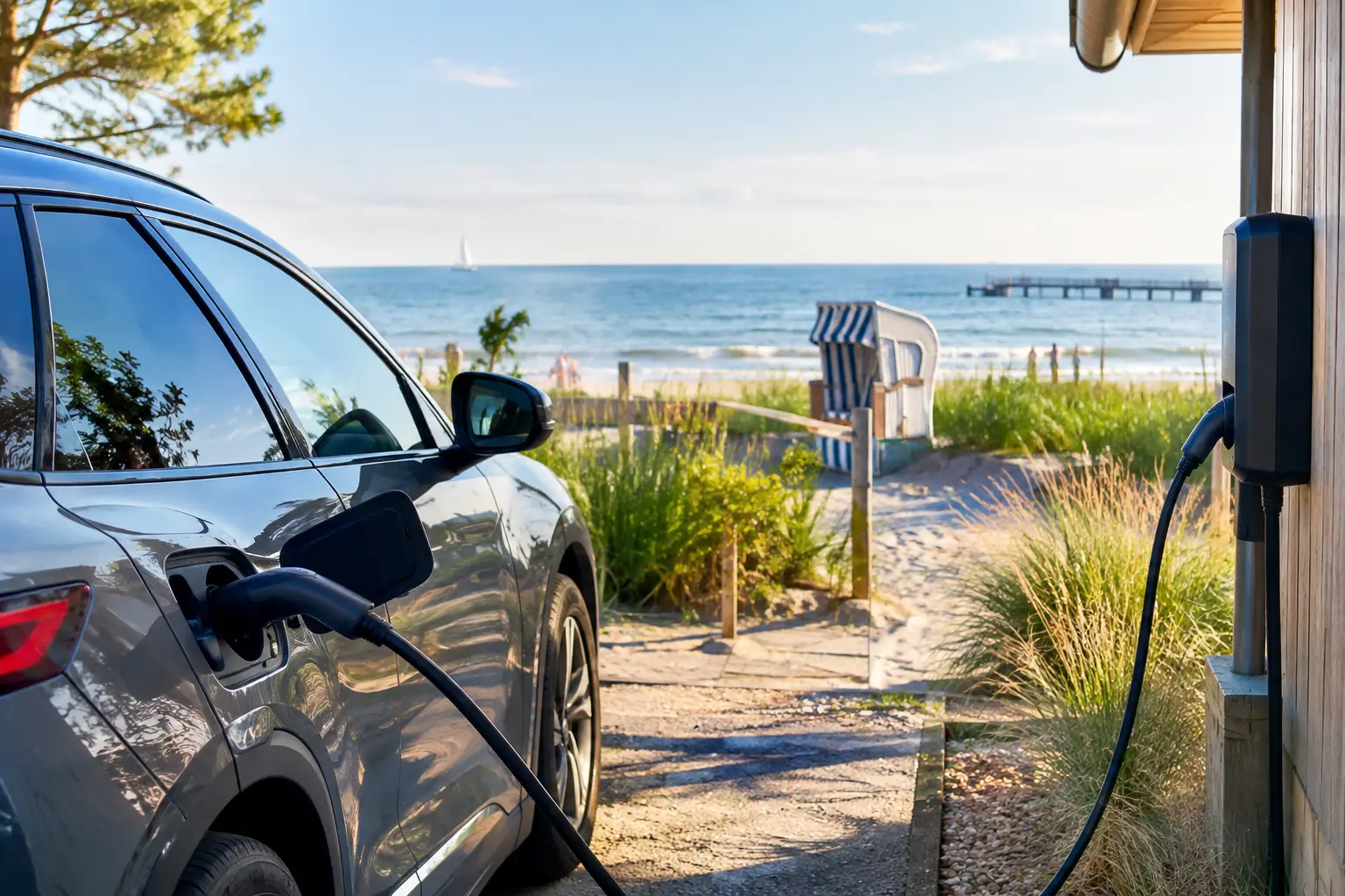 E-Auto direkt am Ferienhaus laden im Urlaub